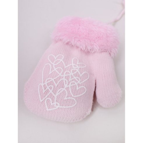 Yo!club téli kesztyű 12 cm - rózsaszín/fehér szívecskék