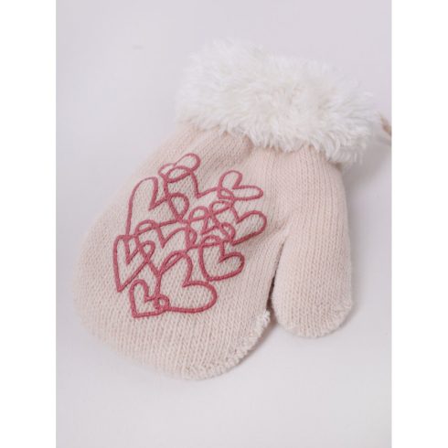 Yo!club téli kesztyű 12 cm - krém/szívecskék