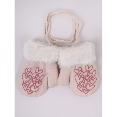 Yo!club téli kesztyű 12 cm - krém/szívecskék