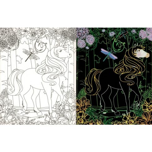 Rejtőzködő unikornisok 2. - Kifestőfüzet kaparós és színezős oldalakkal