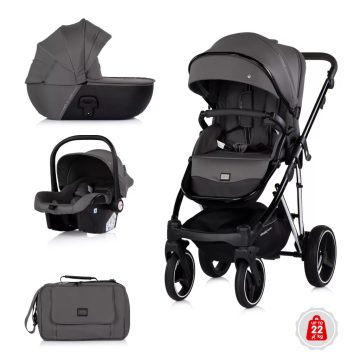   Chipolino Imperium 3 az 1-ben újszülött babakocsi - Charcoal