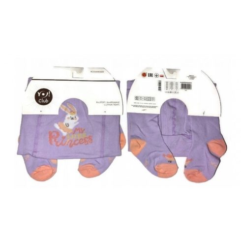 Yo! Baby pamut harisnyanadrág (68-74) Princess nyuszi/lila