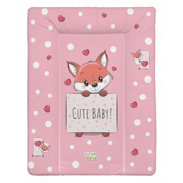   Babastar puha pelenkázó lap 50*70 cm - Rózsaszín szívecskés róka  