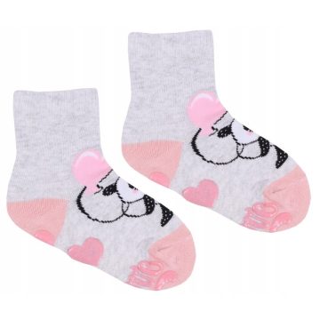   Yoclub ABS csúszásgátlós zokni 17/19 - szürke/rózsaszín/panda