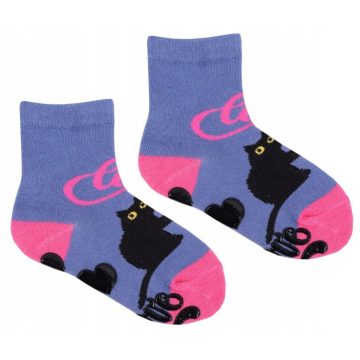 Yoclub ABS csúszásgátlós zokni 17/19 - kék/fekete cica