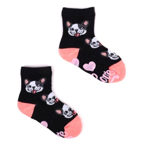 Yoclub ABS csúszásgátlós zokni 17/19 - fekete/francia bulldog