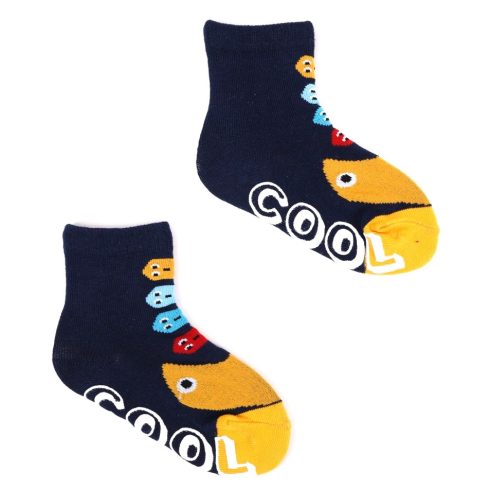 Yoclub ABS csúszásgátlós zokni 17/19 - sötétkék/sárga