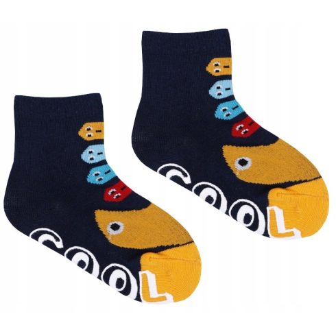 Yoclub ABS csúszásgátlós zokni 20/22 - sötétkék/sárga