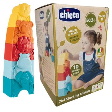 Chicco Állatos torony ECO+ 2in1 építőjáték 9 hó+