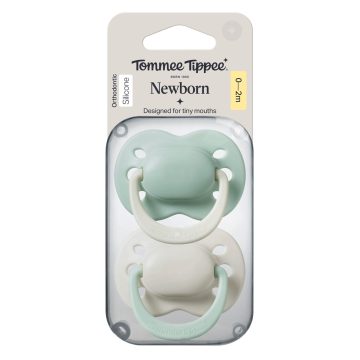   Tommee Tippee Newborn Újszülött szilikon cumi 0-2 hó 2 db - Zöld/Krém