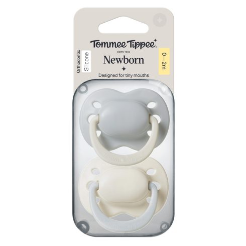 Tommee Tippee Newborn Újszülött szilikon cumi 0-2 hó 2 db - Girl  Krém/Szürke
