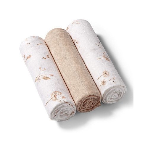 BabyOno 3 db-os színes,mintás bambusz textilpelenka - bézs