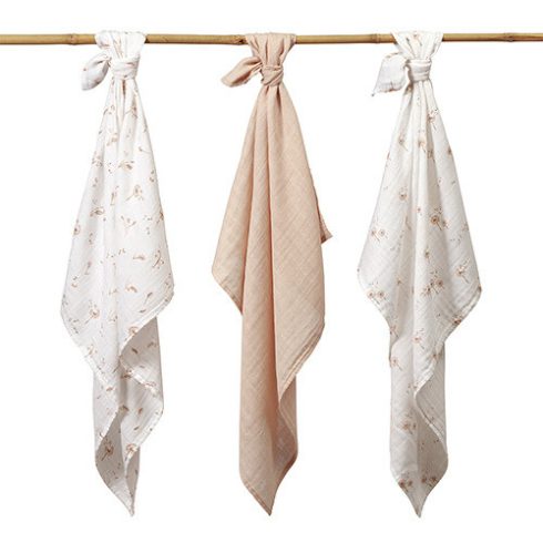 BabyOno 3 db-os színes,mintás bambusz textilpelenka - bézs