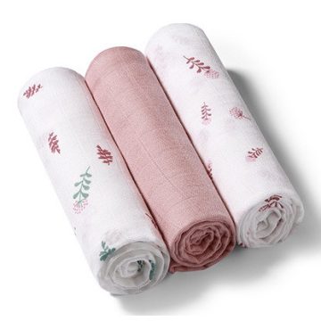   BabyOno 3 db-os színes,mintás bambusz textilpelenka - rózsaszín 