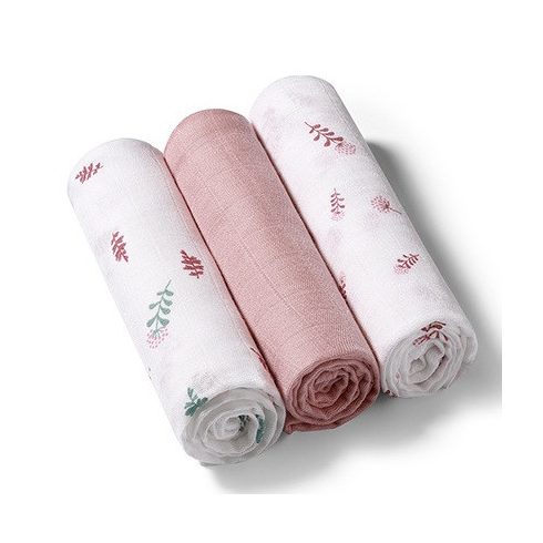 BabyOno 3 db-os színes,mintás bambusz textilpelenka - rózsaszín 