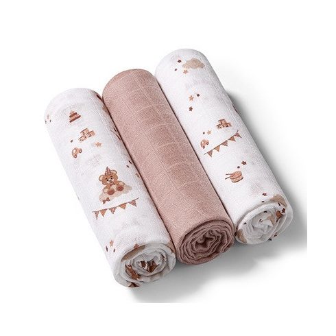 BabyOno 3 db-os színes,mintás bambusz textilpelenka - barna