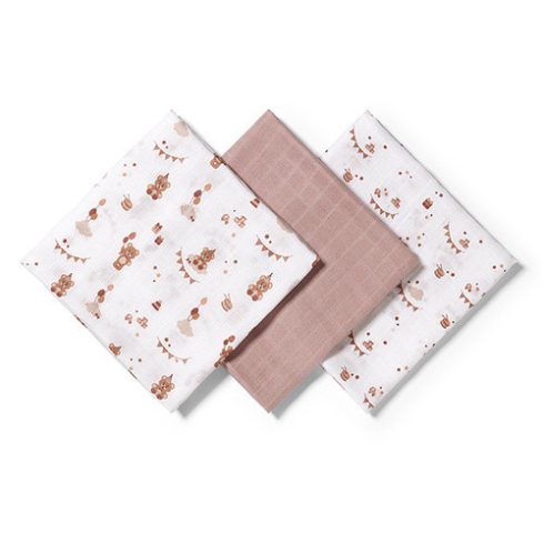 BabyOno 3 db-os színes,mintás bambusz textilpelenka - barna