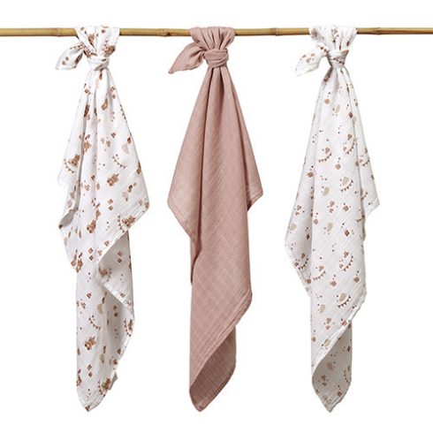 BabyOno 3 db-os színes,mintás bambusz textilpelenka - barna