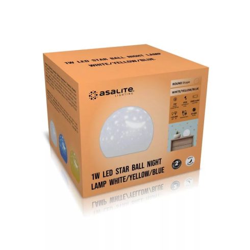 Asalite LED Éjjeli Lámpa Csillagos Gömb 1W