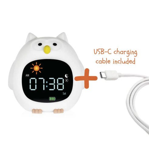 Zopa Szilikon baba ébresztőóra éjszakai fénnyel és zenével - Owl
