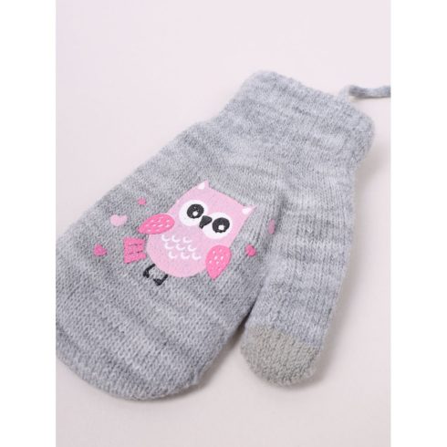 Yo!club téli kesztyű 12 cm - szürke/bagoly