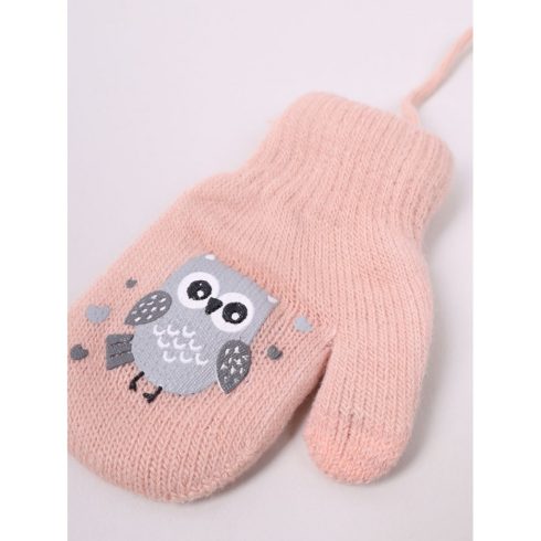 Yo!club téli kesztyű 12 cm - halvány rózsaszín/bagoly