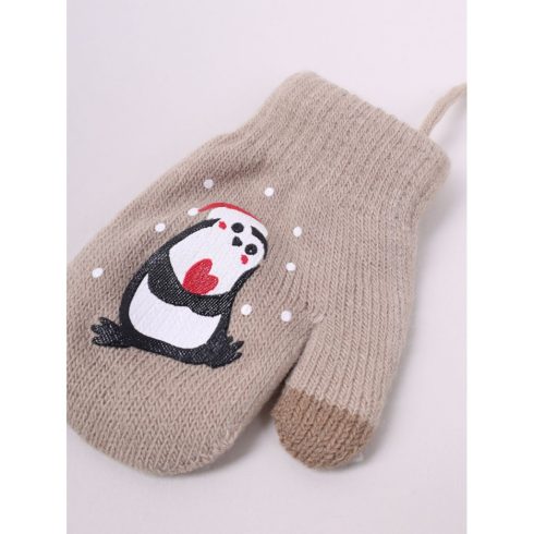 Yo!club téli kesztyű 12 cm - barna/pingvin
