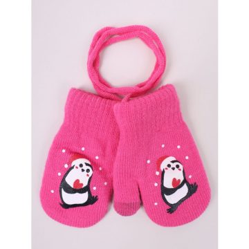 Yo!club téli kesztyű 12 cm - pink/pingvin