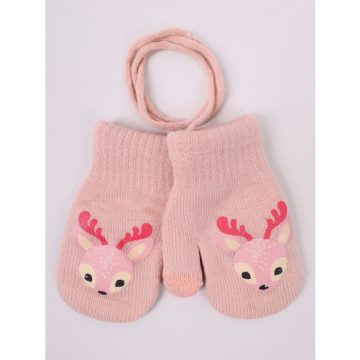 Yo!club téli kesztyű 12 cm - halvány rózsaszín/őzike
