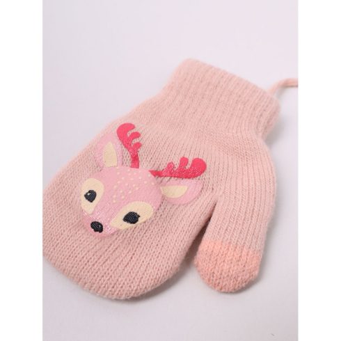 Yo!club téli kesztyű 12 cm - halvány rózsaszín/őzike