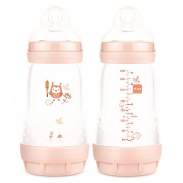   MAM Anti-Colic Matt Forest 260ml cumisüveg 2+  rózsaszín bagoly