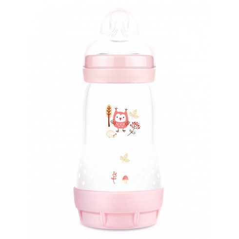 MAM Anti-Colic Matt Forest 260ml cumisüveg 2+  rózsaszín bagoly
