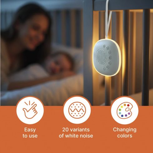 Prémium hordozható altató LED-fénnyel, fehér zajjal és hangokkal