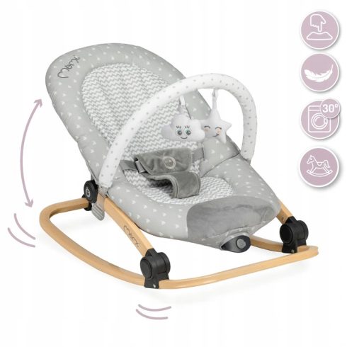 MoMi Lumiwood rezgő-zenélő pihenőszék - grey star