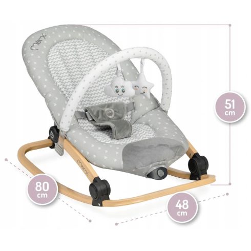 MoMi Lumiwood rezgő-zenélő pihenőszék - grey star