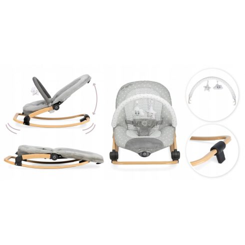 MoMi Lumiwood rezgő-zenélő pihenőszék - grey star