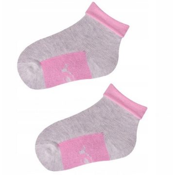 Yo! Baby pamut zokni 3-6 hó - szürke/rózsaszín