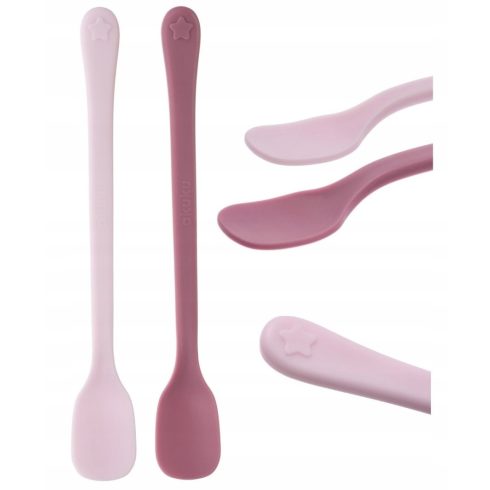 Akuku hosszúnyelű kanál 2 db - rózsaszín -klón
