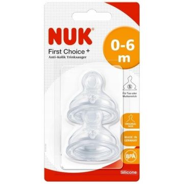 Nuk 0-6+ First Choice szilikon etetőcumi 2 db - S méret