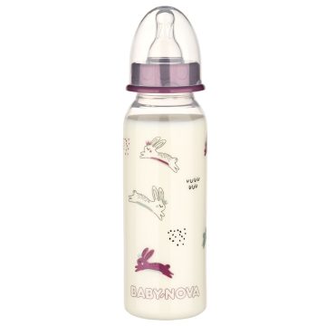 Baby-Nova cumisüveg 240 ml szilikon cumival M-es - nyuszi 