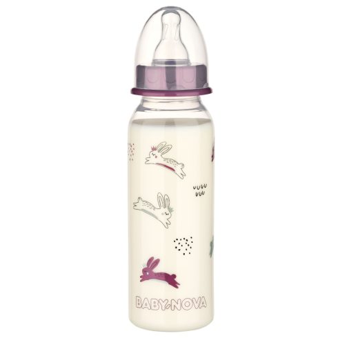Baby-Nova cumisüveg 240 ml szilikon cumival M-es - nyuszi 