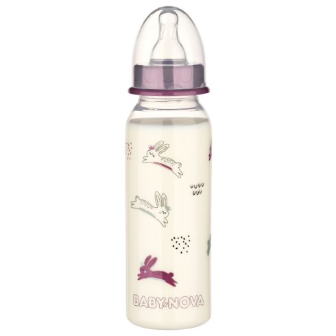 Baby-Nova cumisüveg 240 ml szilikon cumival M-es - nyuszi 