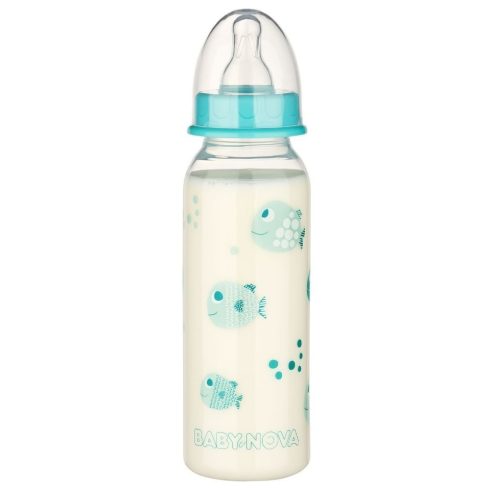 Baby-Nova cumisüveg 240 ml szilikon cumival M-es - halacska