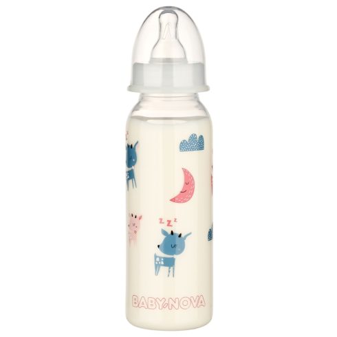 Baby-Nova éjszakai cumisüveg M-es szilikon cumival 240 ml - őzike 