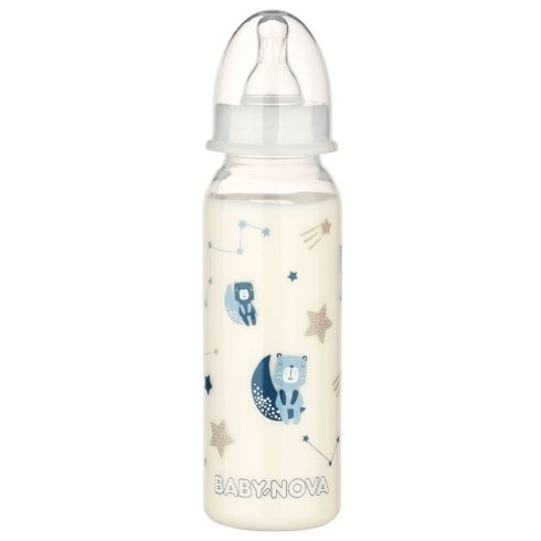 Baby-Nova éjszakai cumisüveg M-es szilikon cumival 240 ml - maci