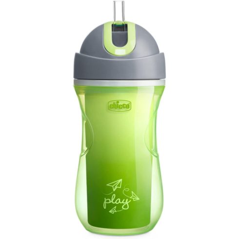 Chicco Sport Cup duplafalú, szívószálas itatókulacs 14m+ - zöld 