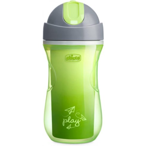 Chicco Sport Cup duplafalú, szívószálas itatókulacs 14m+ - zöld 