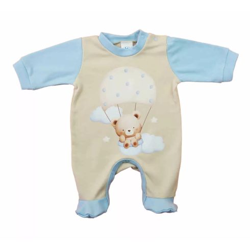 Hosszú ujjú rugdalózó, maci mintával bézs (50)