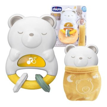   Chicco Day & Night Bear zenélő csörgő és éjszakai fény kiságyjáték 0 hó+