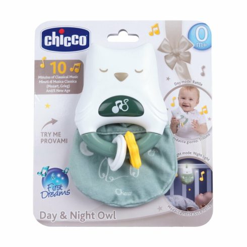 Chicco Day & Night Owl zenélő csörgő és éjszakai fény kiságyjáték 0 hó+
